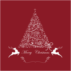 christmas tree red&white card