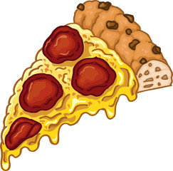 Illustration piece of tasty pizza isolated on white background