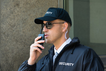 Security Guard Using Walkie-talkie Radio