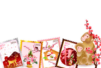 申　桜　梅　年賀状