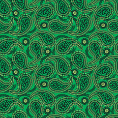 Green paisley seamless pattern