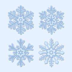 Snowflake Winter Set Isolated on Light Background. Vector