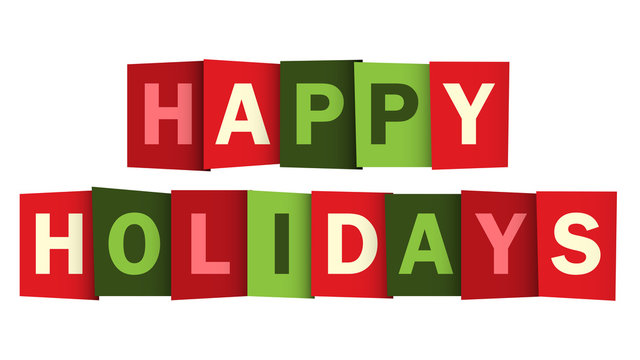 HAPPY HOLIDAYS overlapping vector letters (Christmas colours)