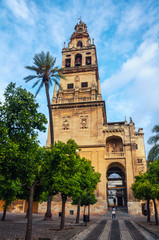 Fototapeta na wymiar Bell Tower of the Mezquita Cathedral in Cordoba