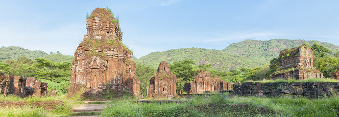 Remains of Hindu tower-temples at My Son Sanctuary, a UNESCO World Heritage site in Vietnam
