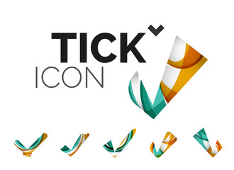 Set of abstract OK and tick icons, business logotype concepts, clean modern geometric design