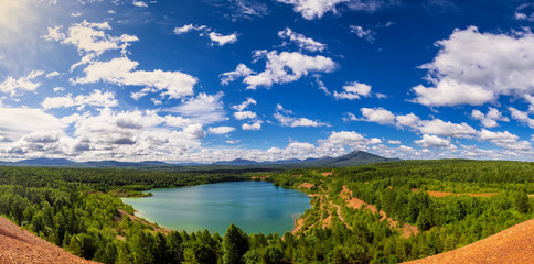 Forest lake view from a height