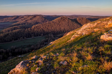 Fototapeta premium Mountain slope in the sunlight