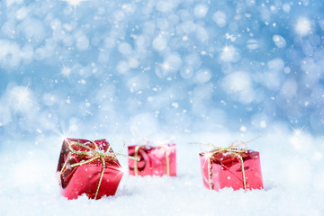 Fototapeta na wymiar Christmas Gifts in Snow