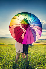 Couple in love under umbrella