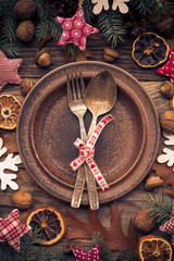 Festive table plate cutlery decorations well gifts nature