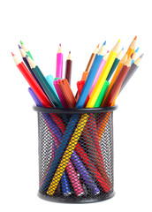 colored pencils crayons isolated white background