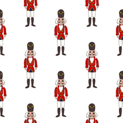 Nutcracker vector seamless pattern, hand drawn sketched doodle
