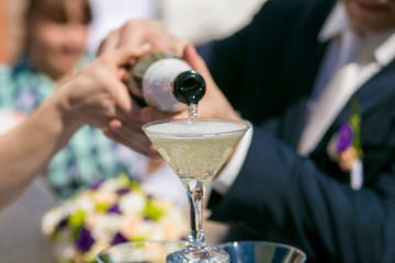 pyramid of champagne glasses