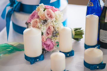 Fototapeta na wymiar Flowers on Banquet table