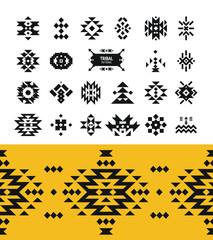 Vector Tribal elements with hipster logo, aztec patterns - 95790485