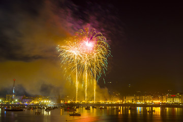 Festival of fireworks in Donostia, Gipuzkoa (Spain)