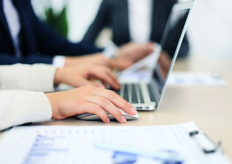 Business adviser analyzing financial figures denoting the progress in the work of the company