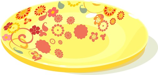 yellow plate on white background