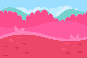 Fototapeta na wymiar Seamless Landscape of Grassy Road and Pink Hills for Game
