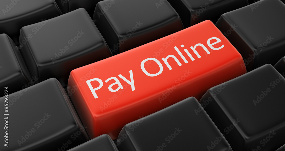 Poster pay on-line key concept. image with clipping path