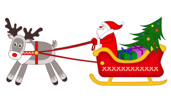 Christmas sleigh with Rudolph
