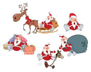 Cartoon Illustration of Santa Claus for you Design.Set Cartoon Character