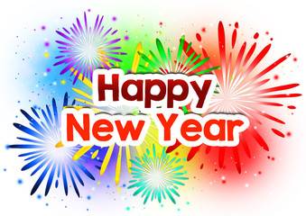 Happy New Year Fireworks / Feuerwerk auf weissem Hintergrund 