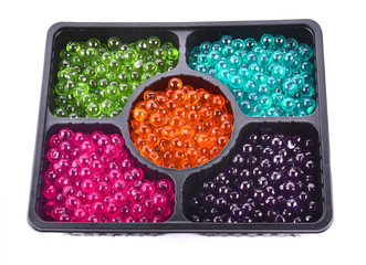 Colorful fruit jellies on white background