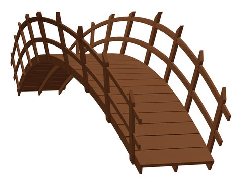 wooden bridge isolated on the white