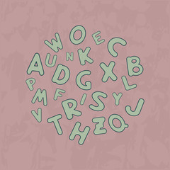 English alphabet with letters round shape