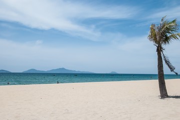 Sunny and warm the beach near Danang city in Central Vietnam