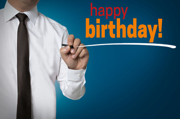 Happy Birthday is written by businessman background concept