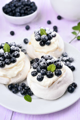 Baking blueberry Pavlova