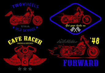 Set of vintage motorcycle badges