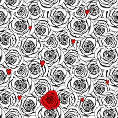 Sketch roses and heart