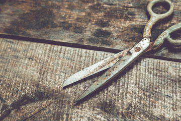 old tools on wooden background