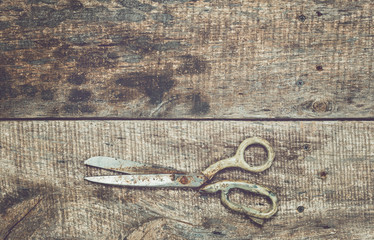 old tools on wooden background