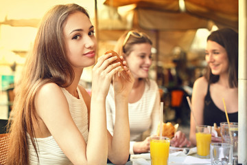 Sitting at the cafe