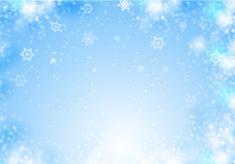 Winter background with beautiful various snowflakes
