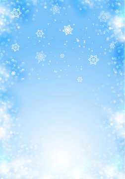 Winter background with beautiful various snowflakes