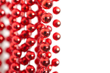 Bright red beads hanging