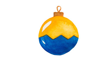 Yellow and blue Christmas ball