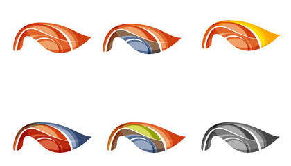 Obraz premium Set of abstract eco plant icons, business logotype nature green concepts, clean modern geometric design