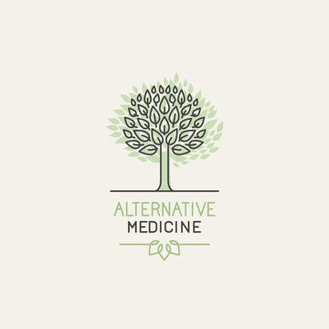 Vector herbal and alternative medicine logo design