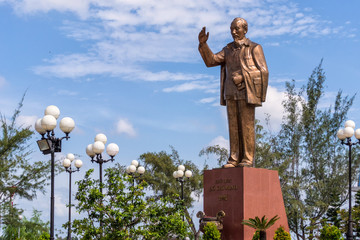 Hochiminh monument in park of Ninh Kieu riverside in Can Tho city of Vietnam.