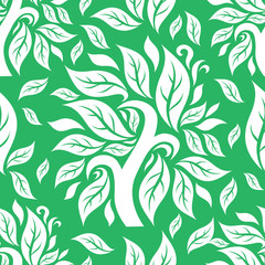 Vector seamless floral pattern with tree