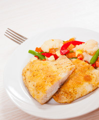 Fried fish fillet and Mixed vegetables