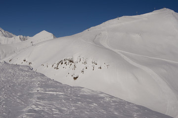 Sadzele Mountain ski resort . Georgia. Clear weather after snowfall