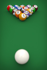 3d cue and pool balls